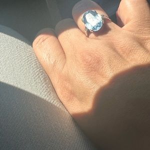 Vintage  Ring Sterling
Silver 830 Stone Blue Topaz